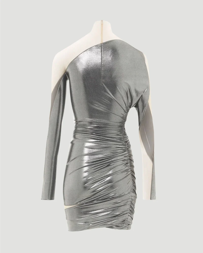 Impossible Neckline Dress in Silver — снимка 2