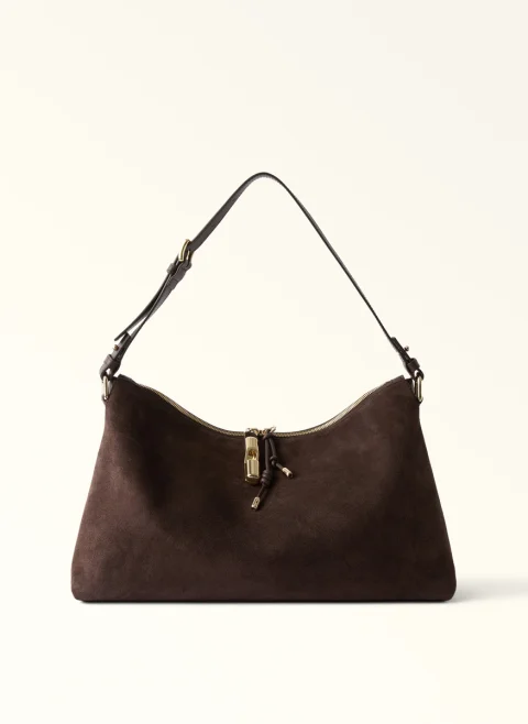Велурена чанта Furla Debby Toni Espresso