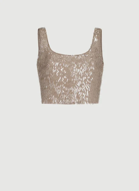 Топ от коприна с пайети Brunello Cucinelli — снимка 6