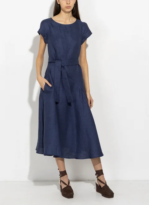 Миди рокля от 100% лен Weekend Max Mara Wkdesordio — снимка 6