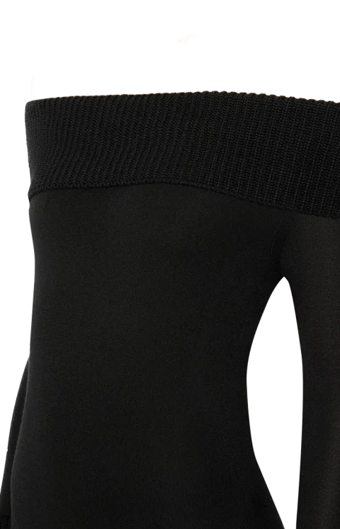 Merino Off-Shoulder Dress in Black — снимка 2