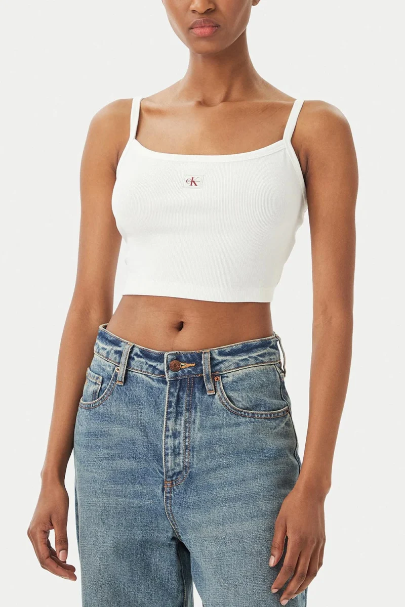 Top Sl Woven Label 2X2 Baby Rib Cr LV047F221G YAF bright white — снимка 2