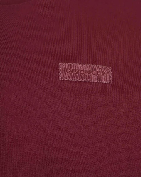 Cotton T-Shirt with Givenchy Patch in Burgundy — снимка 2