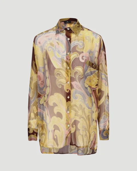 Silk Shirt with Print in Multicolour