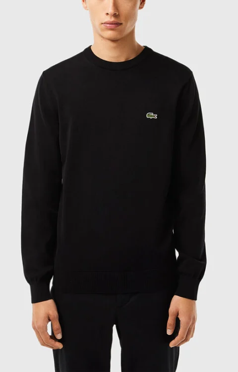 Черен пуловер с лого детайл