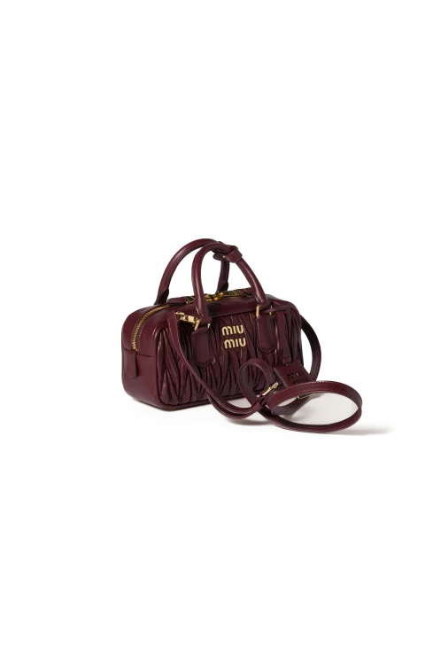 Arcadie Matelassé Nappa Leather Bag in Burgundy — снимка 2