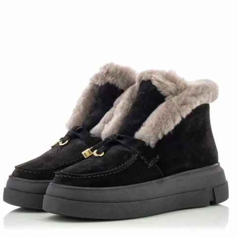 Дамски Равни Боти CARLO FABIANI – 109414 BLACK SUEDE — снимка 3