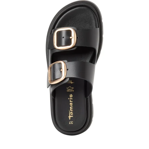 Дамски Равни Чехли TAMARIS – 1-27239-42-003 BLACK LEATHER — снимка 5