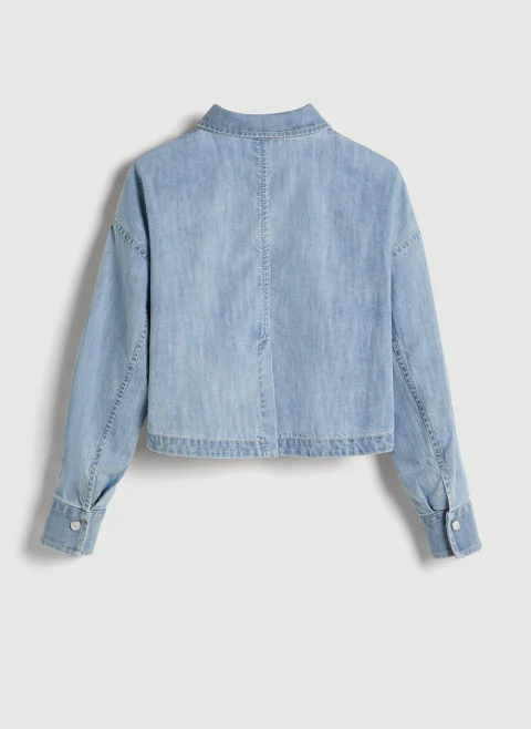 Риза от деним Brunello Cucinelli Kids 4-6 — снимка 3