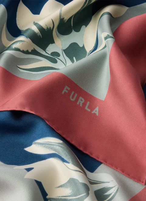 Копринен шал Furla Tortona Marsala Grigio Blu — снимка 3