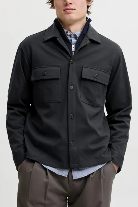 Риза Jjewilliam Overshirt 12306252 19-4013 TCX dark navy — снимка 2