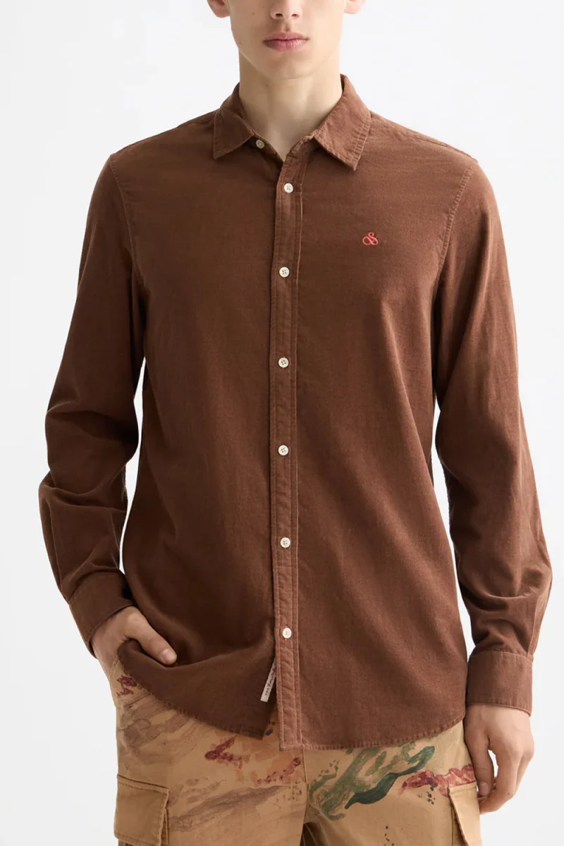 Риза Regular-Fit Corduroy 181235 210 soft silt — снимка 2