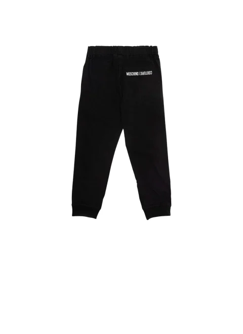 Памучен панталон с принт Moschino Kids — снимка 3