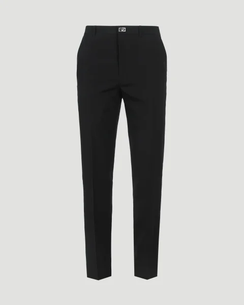 Slim Fit Tailored Pants in Wool with 2G Clip
