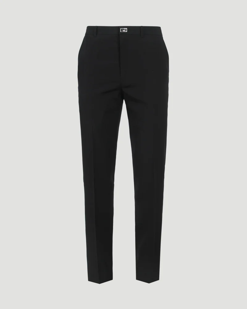 Slim Fit Tailored Pants in Wool with 2G Clip