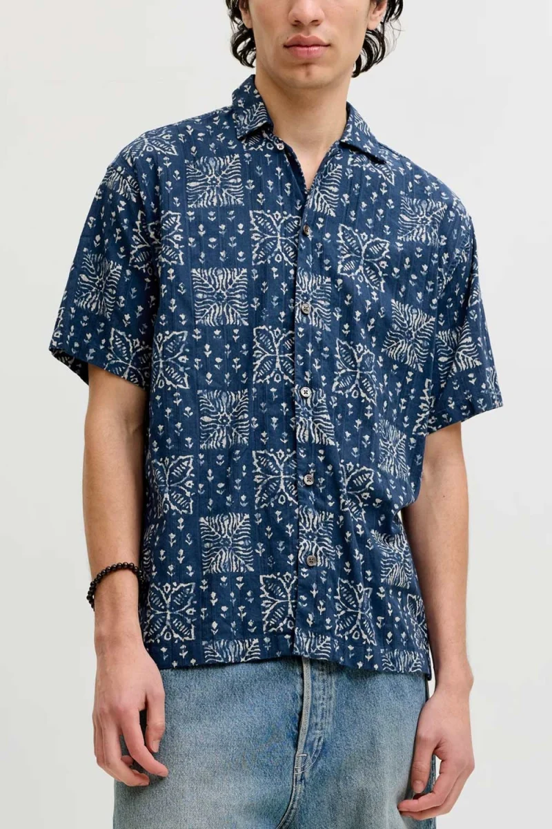 Риза Jprblulyon Print Dobby S/S 12291968 19-3922 TCX sky captain — снимка 2