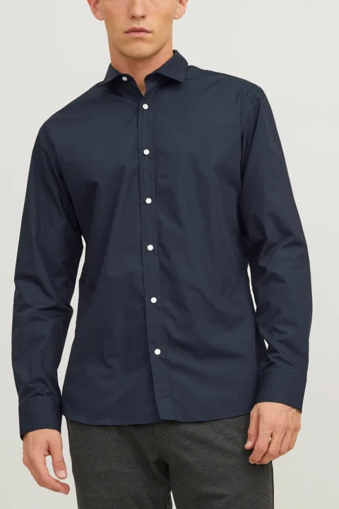Риза Jjejoe Ls Plain 12187222 19-3923 TCX navy blazer — снимка 2