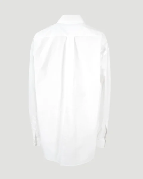 Cotton Oxford Oversize Shirt in White — снимка 2