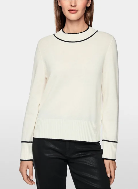 Пуловер от фина вълна с контрастни детайли Marc Cain Sports — снимка 7