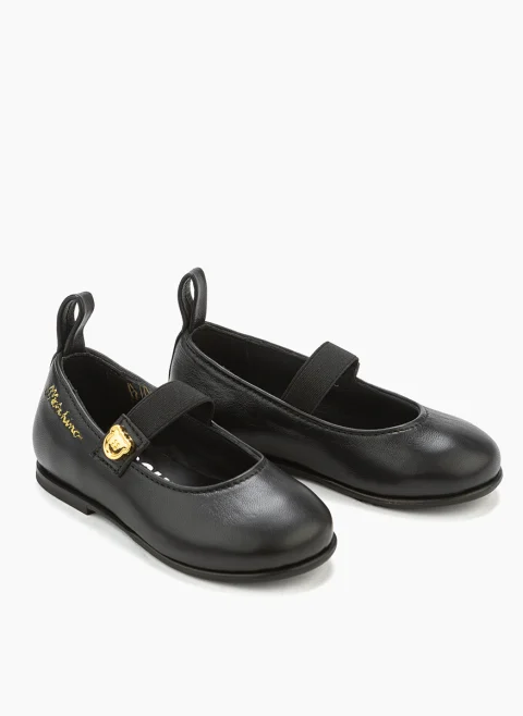 Кожени балеринки с метален детайл Moschino Kids — снимка 2