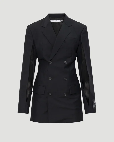 Black Wool Mohair Blazer Dress