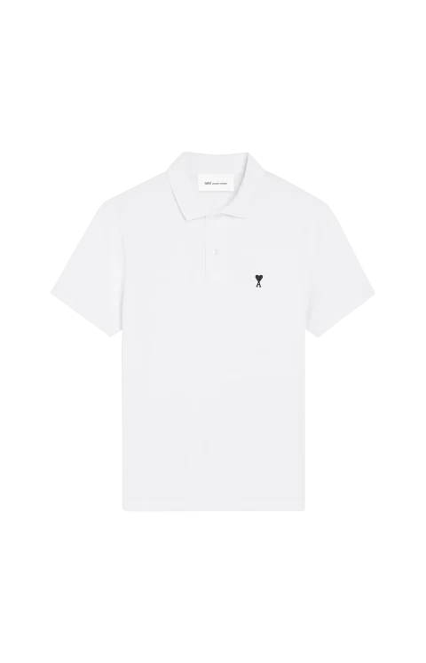 White Cotton Short Sleeves Ami de Coeur Polo Shirt