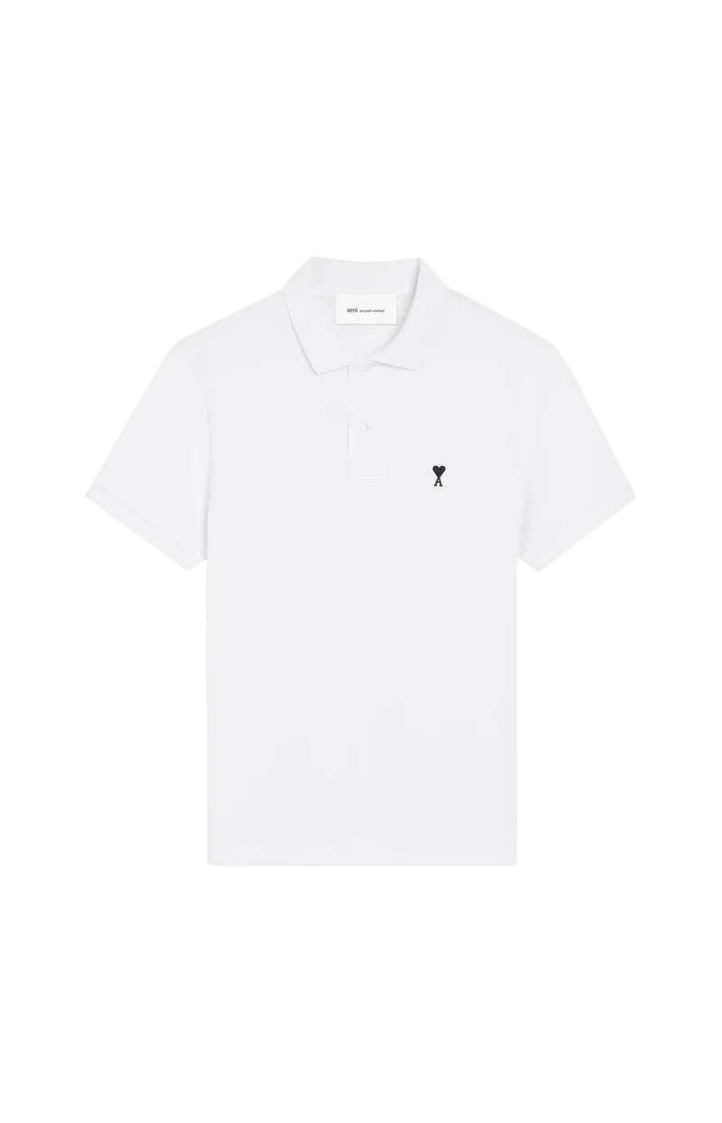 White Cotton Short Sleeves Ami de Coeur Polo Shirt