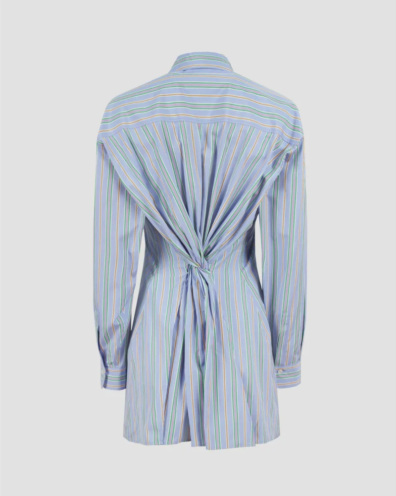 Striped Cotton Poplin Shirt in Blue — снимка 2