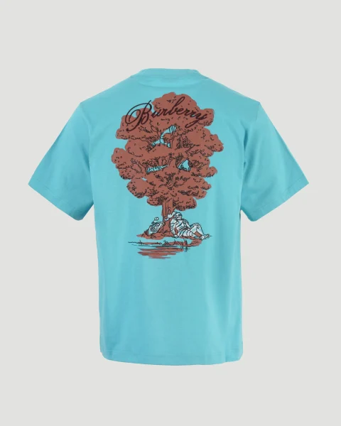 Sleeping Knight Cotton T-Shirt in Blue — снимка 2
