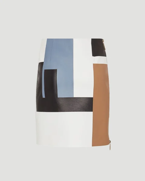 Multicolour Leather Mini Skirt — снимка 2
