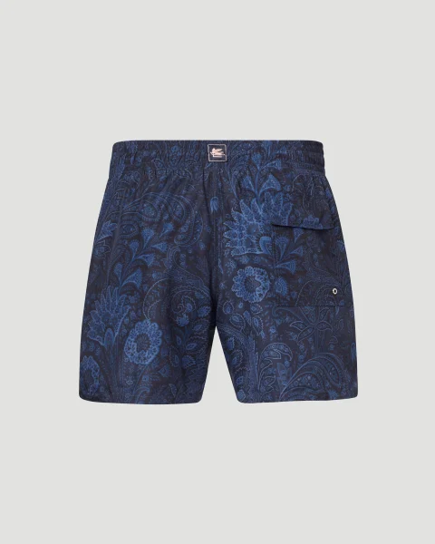 Blue Floral Paisley Swim Shorts — снимка 3
