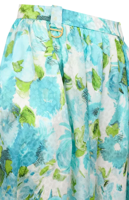 Fluid Pleated Pants in Silk Jacquard — снимка 2