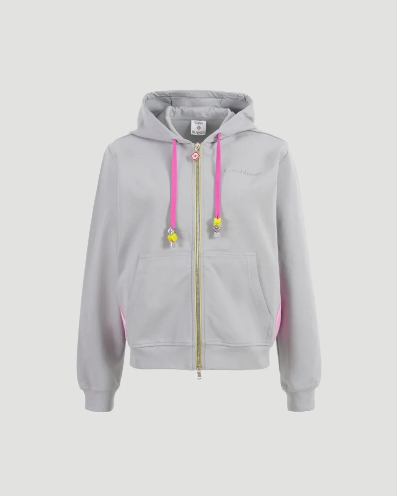 Zip-Front Stretch Cotton Hoodie