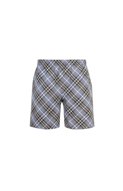Check-Pattern Elasticated-Waist Swim Shorts