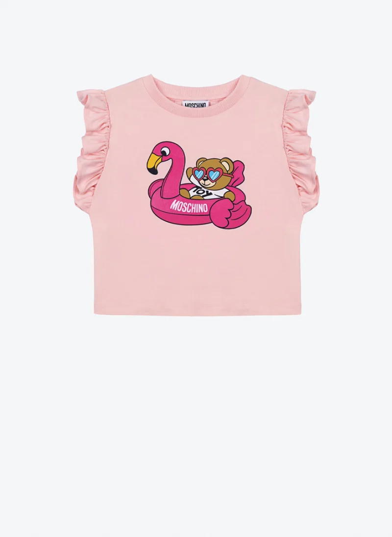Топ с принт Moschino Kids — снимка 4