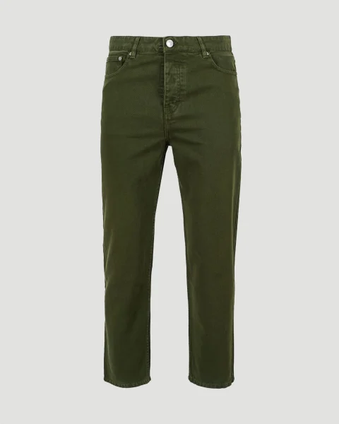Cotton Tapered Fit Jeans in Loden