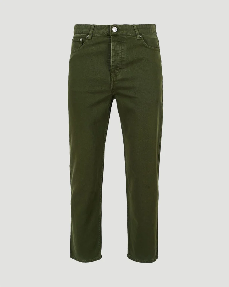 Cotton Tapered Fit Jeans in Loden
