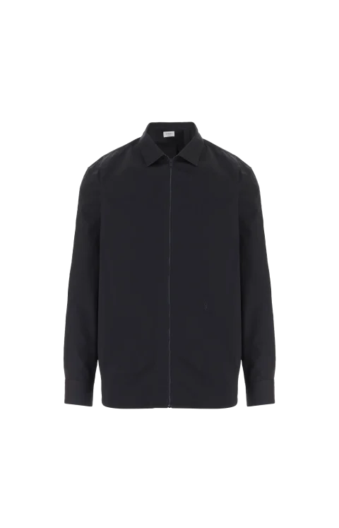 Cotton Zip-Up Shirt in Black