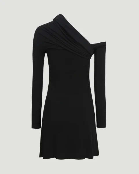 Asymmetric Twist Crepe Mini Dress — снимка 2