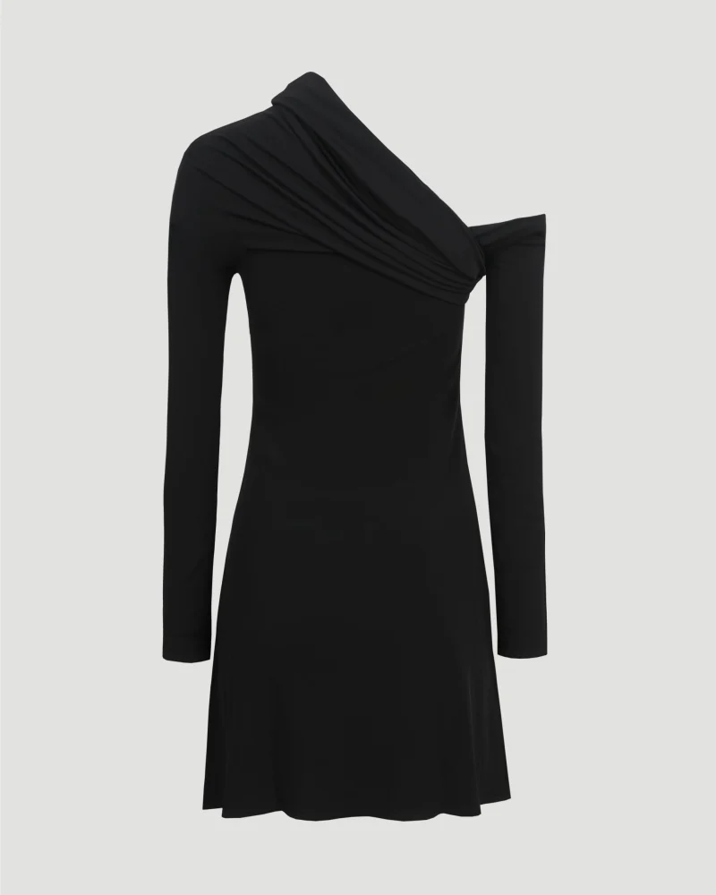 Asymmetric Twist Crepe Mini Dress — снимка 2