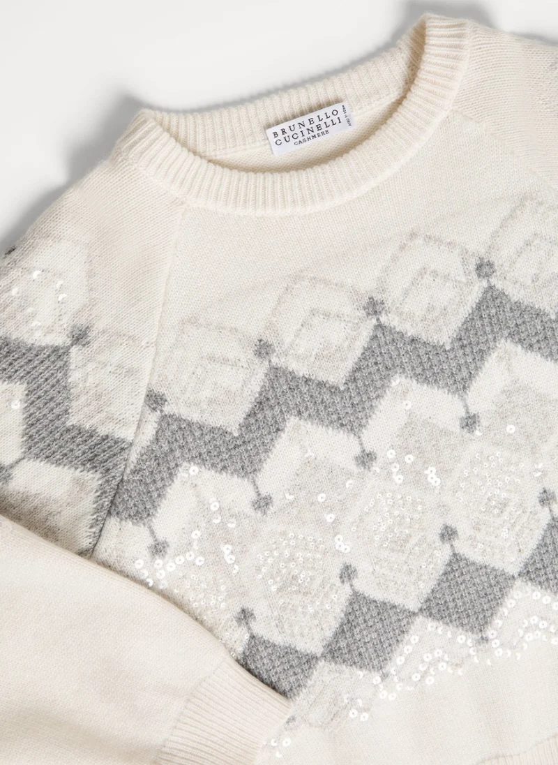 Пуловер от кашмир с пайети Brunello Cucinelli Kids 10 — снимка 3