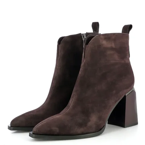 Дамски Боти На Ток CARLO FABIANI – 115662 DARK BROWN SUEDE — снимка 3