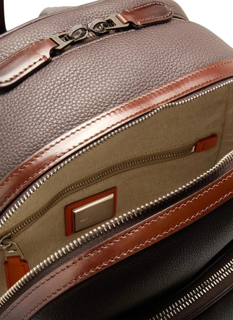 Кожена раница с контрастни детайли Santoni — снимка 4