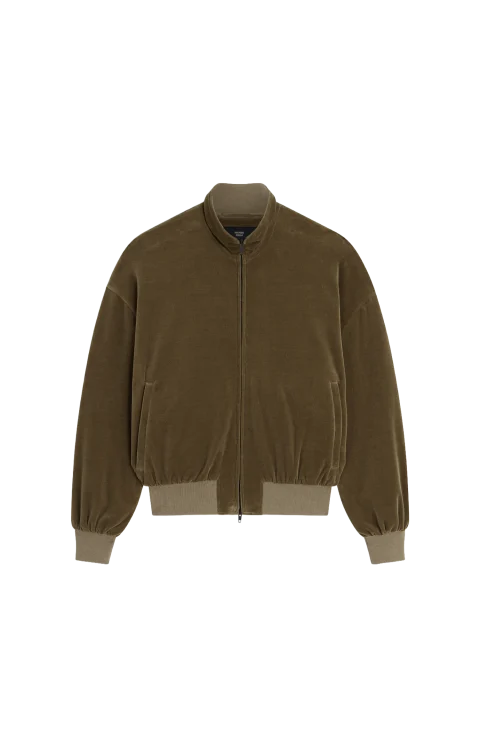 Velveteen Bomber Jacket in Bronze Velour