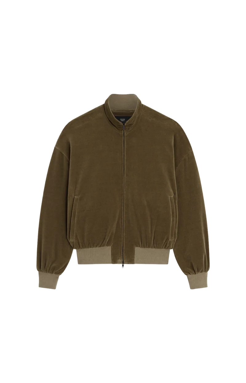 Velveteen Bomber Jacket in Bronze Velour
