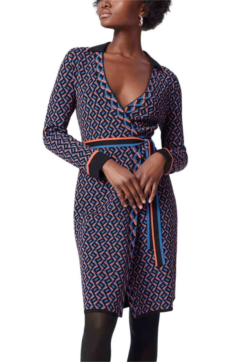Рокли Dvf Charissa Wrap Dress DVFDR3Q007ZZSBL B2406 zig zag small sea blue