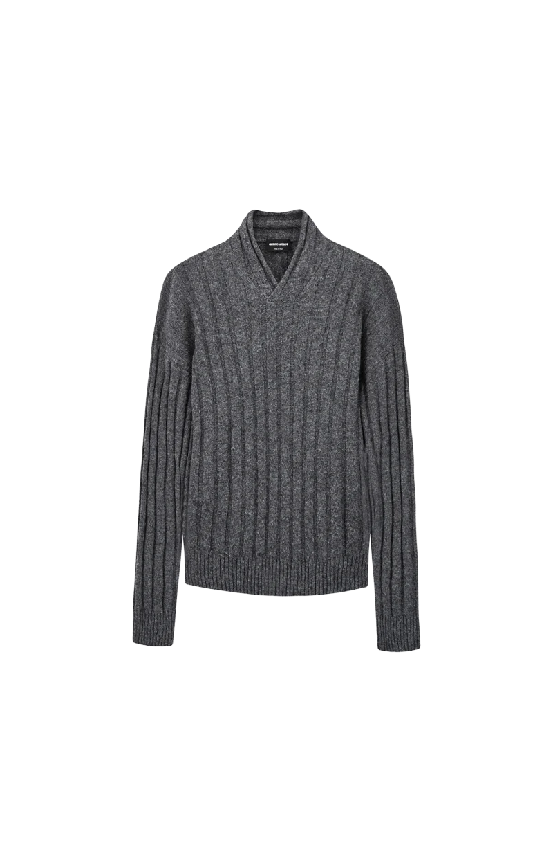 Regular Fit Sweater with Large Rib Stitch in Grey
