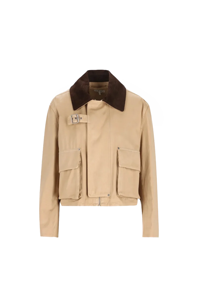 Short Cotton Parka in Beige
