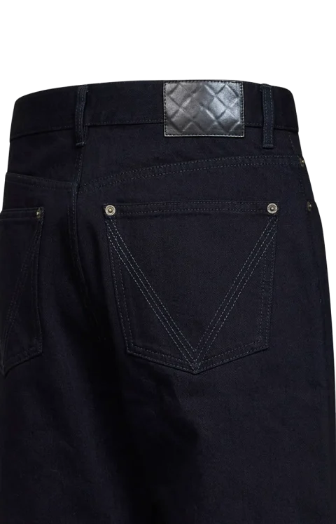 Cotton Denim Straight-Leg Jeans in Dark Indigo — снимка 2