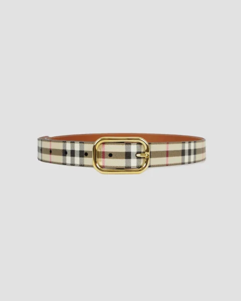 Check Leather Belt